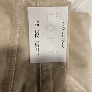 LOFT Cream Corduroy High Waist Pants